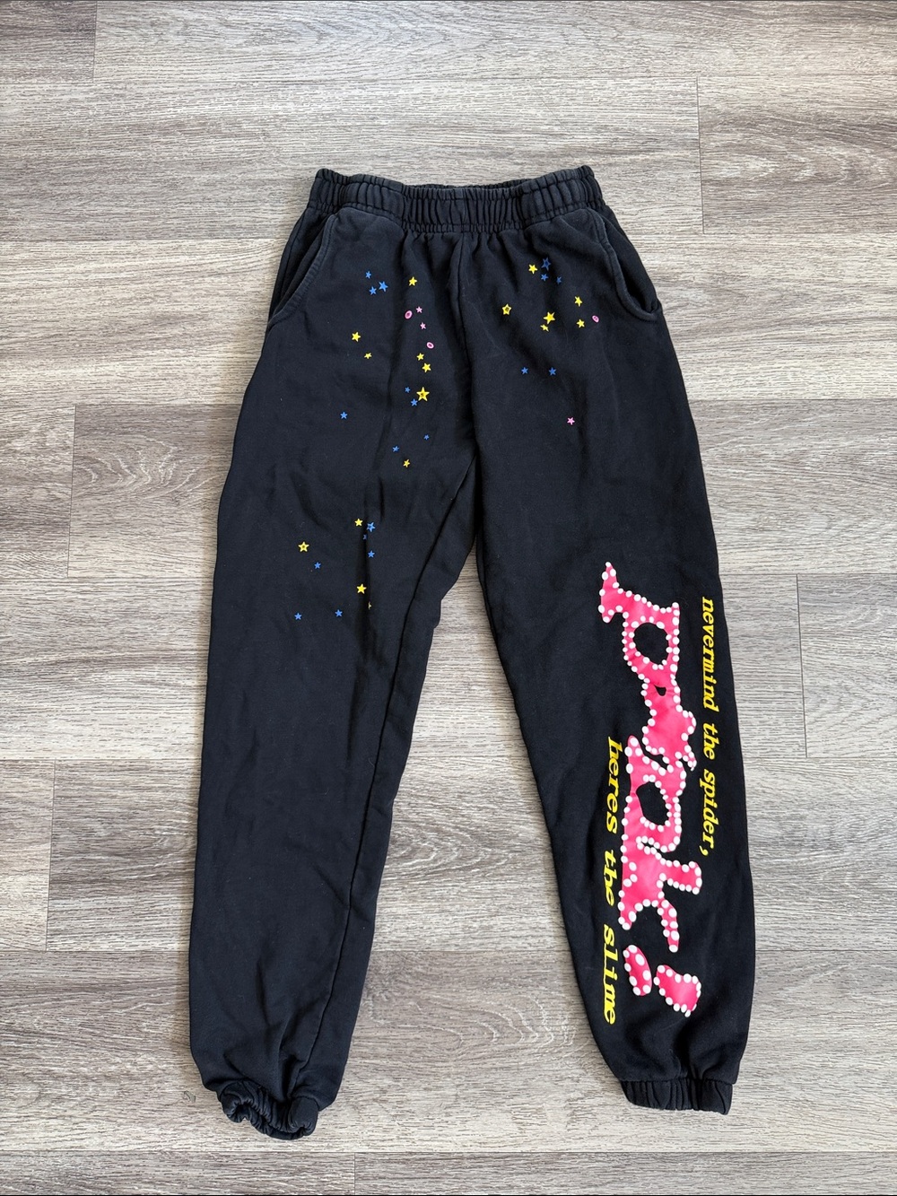 Sp5der P*nk V2 Sweatpants in Black Size Large Joggers Slime Heavyweight Joggers